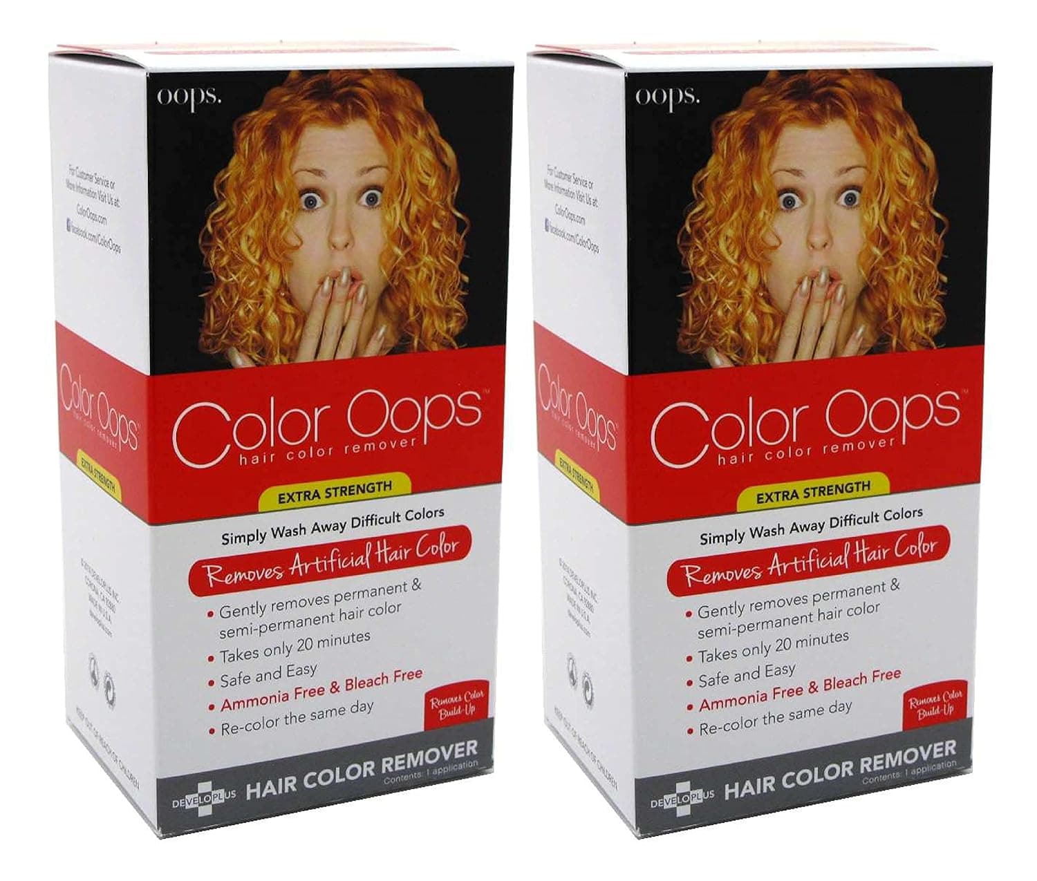 Step by step guide showing Color Oops application process on hair
