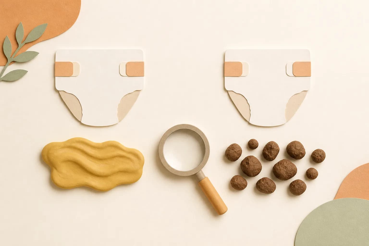 Tasteful paper and clay illustration comparing a soft smooth texture with dry pebble-like forms