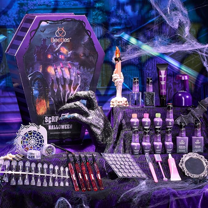 Beetles Scream Halloween limited edition gel polish kit with UV lamp complete set