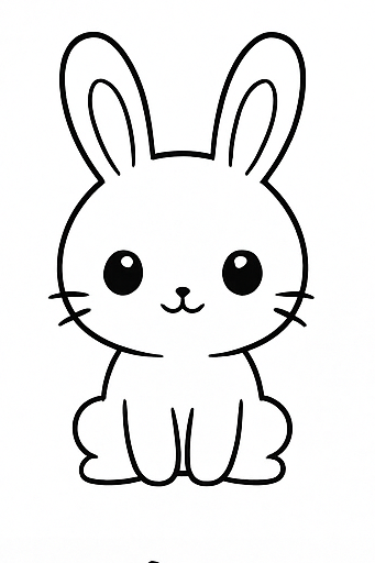 Cute kawaii chibi bunny coloring page with big eyes
