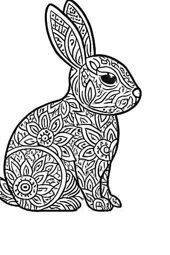 Detailed bunny mandala coloring page with intricate patterns