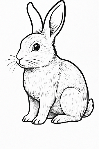 Realistic bunny coloring page with fur texture details