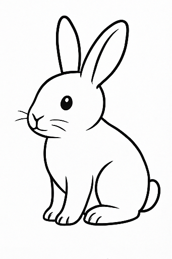 Simple bunny coloring page outline for toddlers and preschoolers