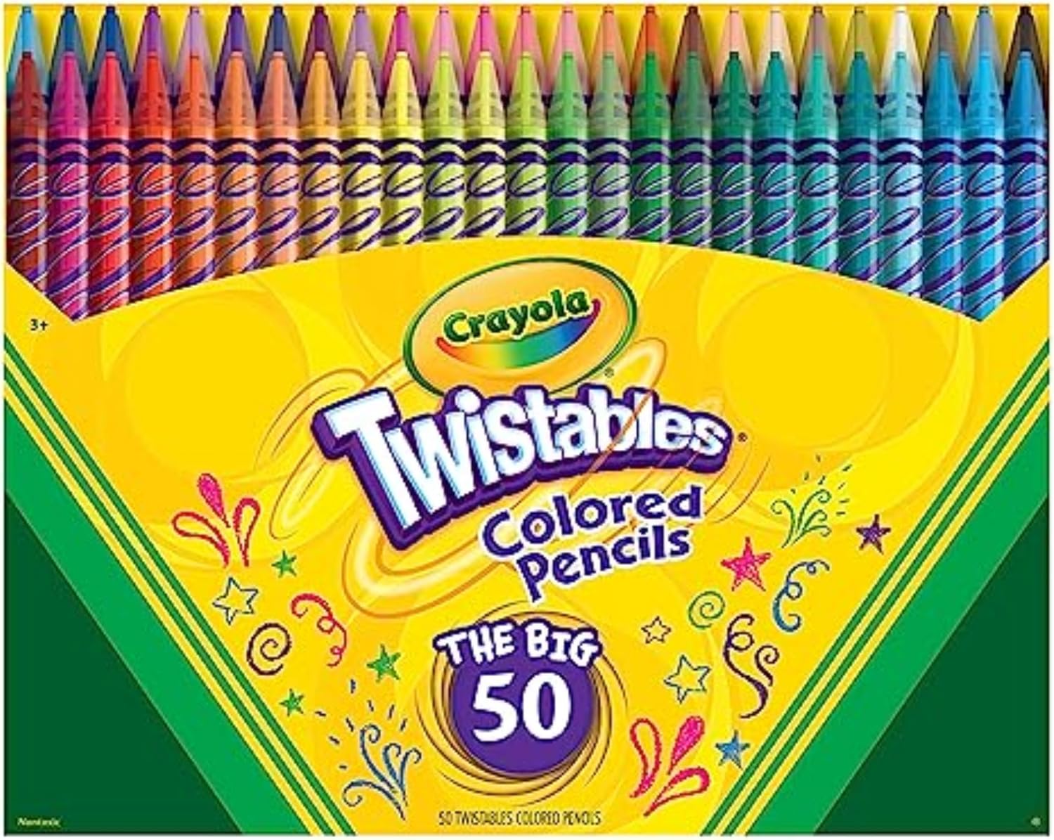 Crayola Twistables Colored Pencils 50 pack for kids coloring books and drawing