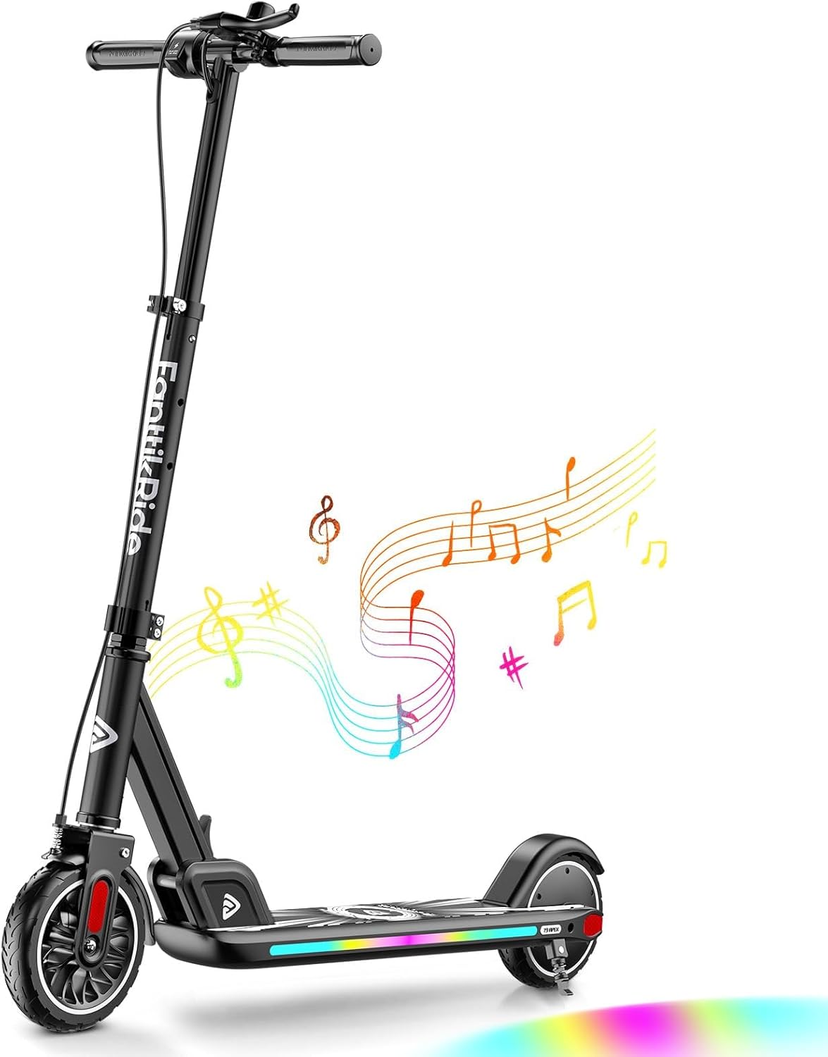 FanttikRide T9 Apex electric scooter for kids with LED lights, Bluetooth speaker, and adjustable speed modes